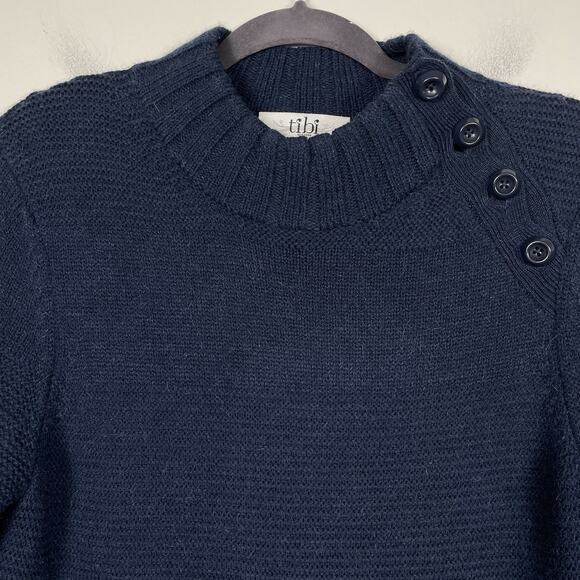 Tibi New York Sweater Dress Size Medium Navy Merino Wool Alpaca Knit Career - Picture 4 of 11